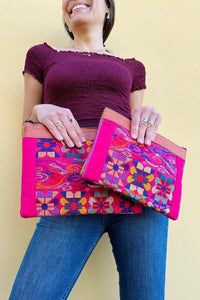 POCHETTE HUIPIL - FLOWERS - PINK