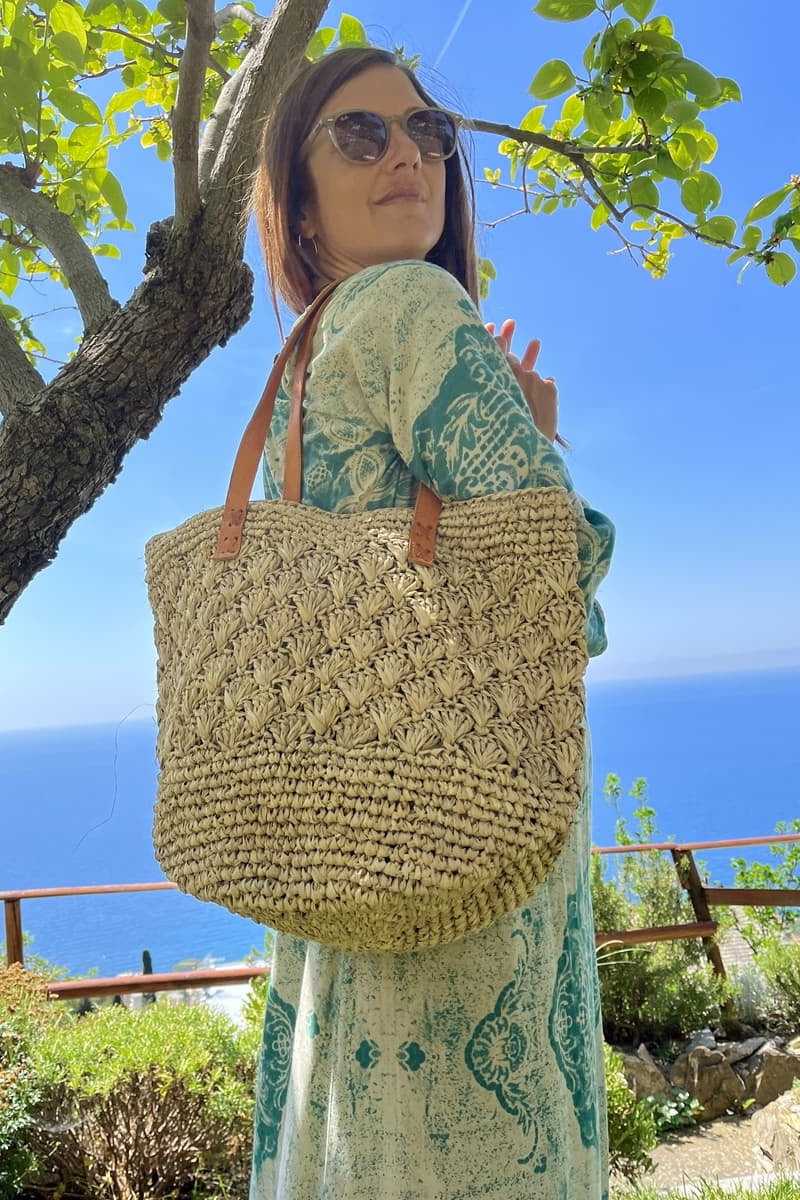 BORSA Shopper in Rafia ideale per l'estate � L'ape a pois