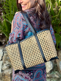 Borsa in paglia di Vienna Nero