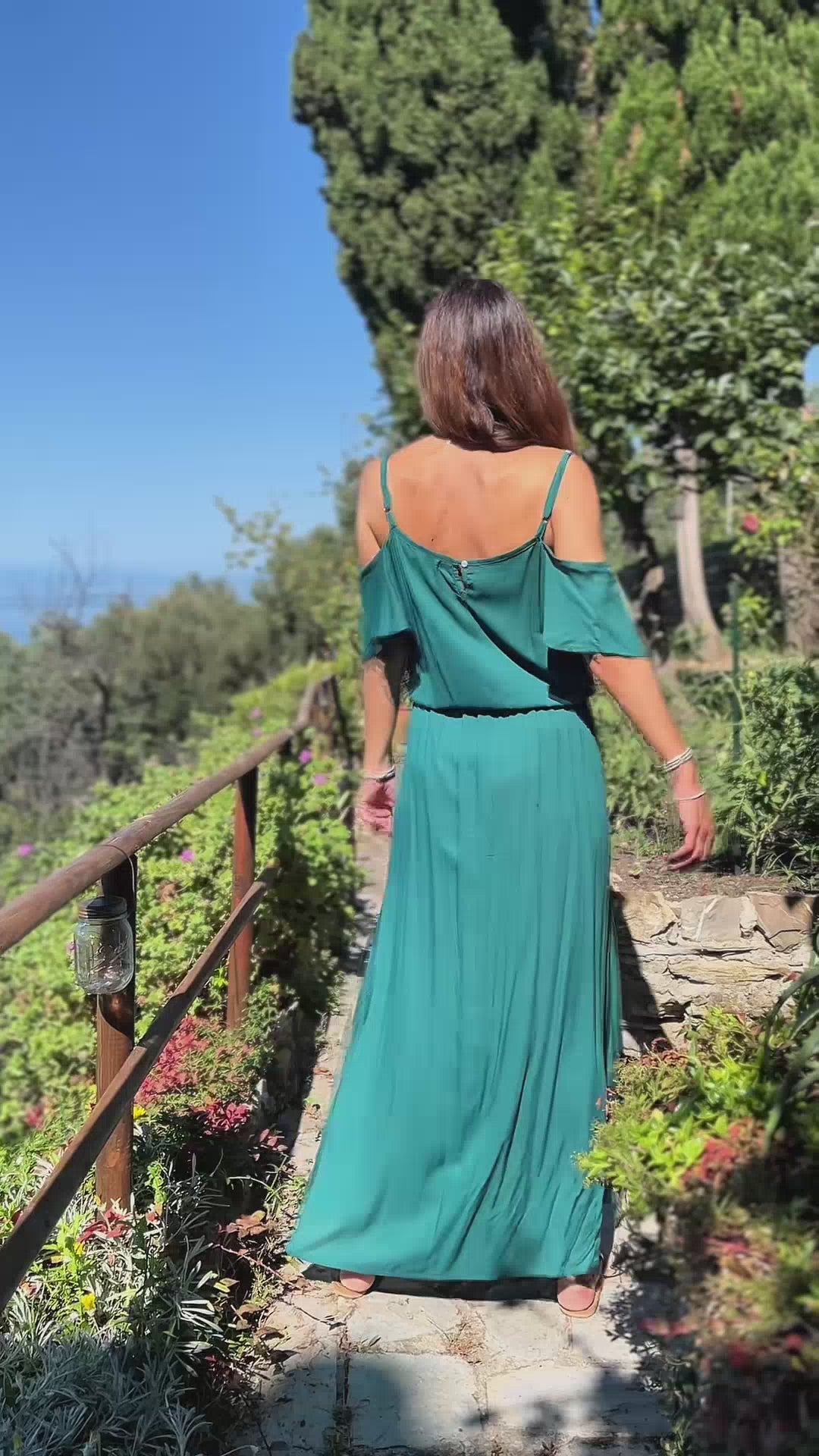 WINGS Dress - TINTA UNITA - VERDE