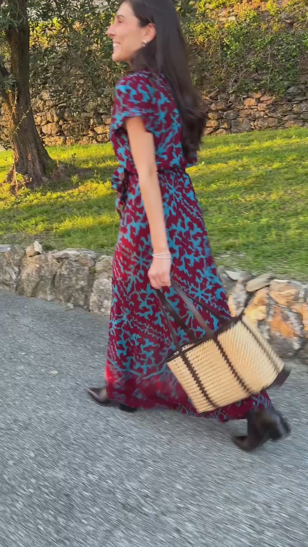 WRAP DRESS - Coral - WINE