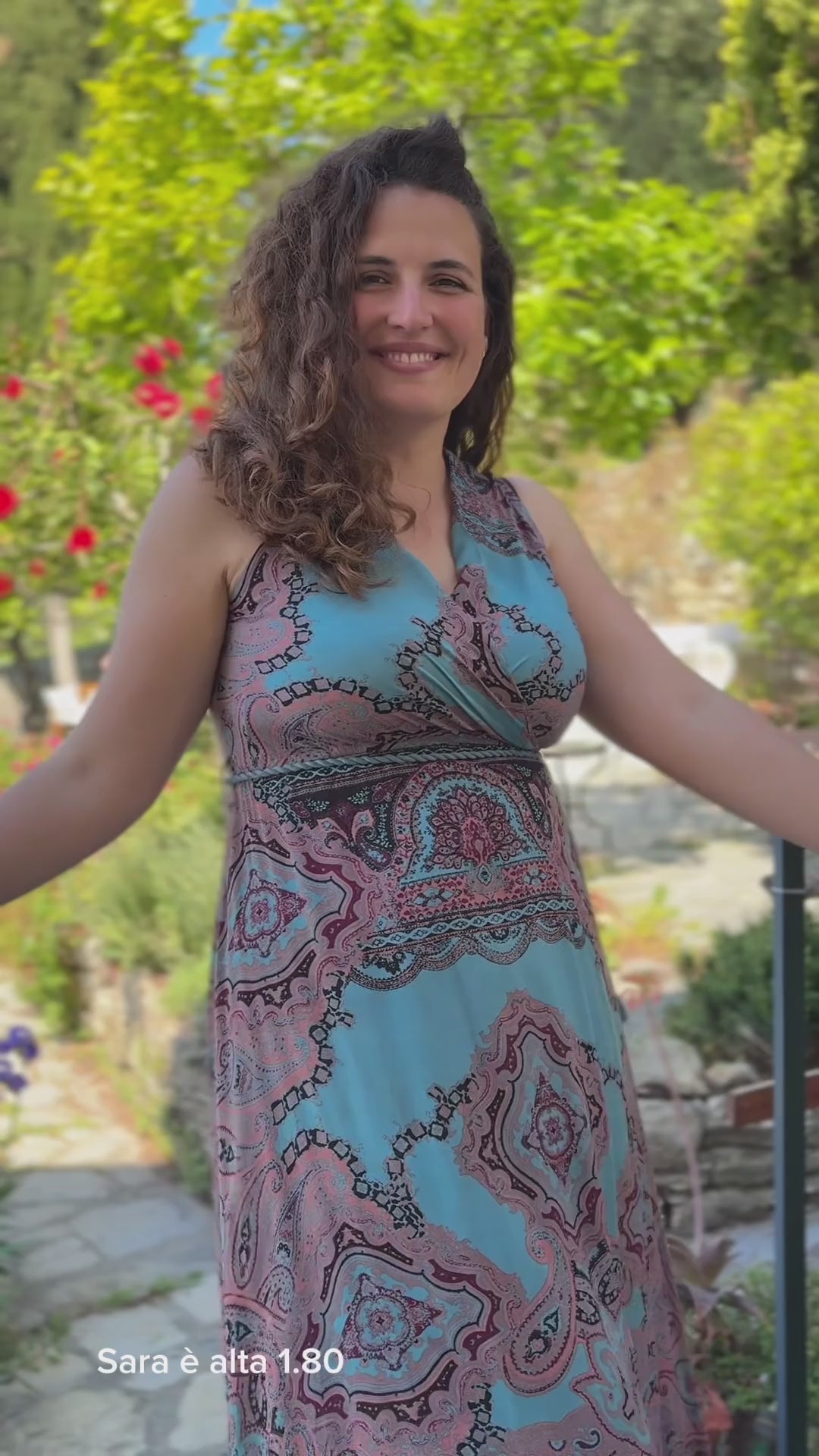 CITY DRESS con Cintura - Paisley - Cameo BLUE