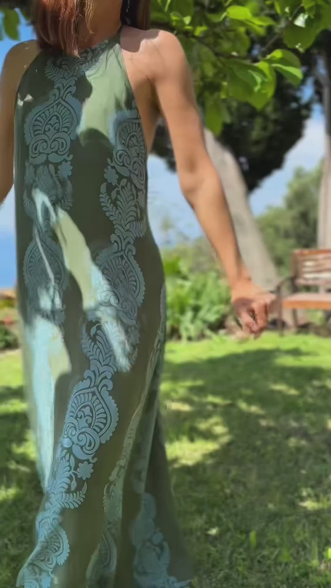 abito lungo estivo elegante schiena scollata verde azzurro video lapeapois