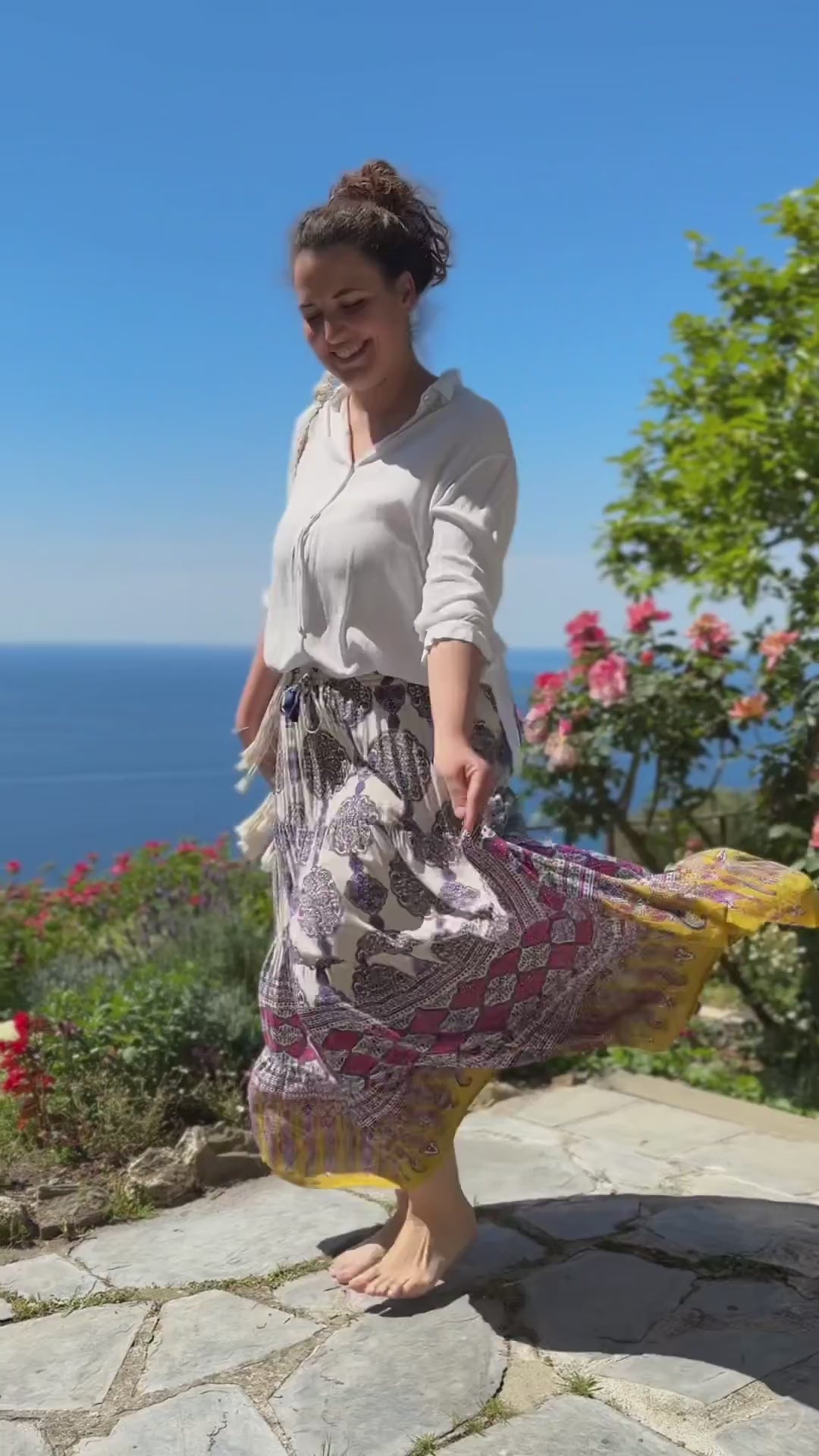 GONNA LUNGA Gipsy con le BALZE - JAIPUR - CREAM
