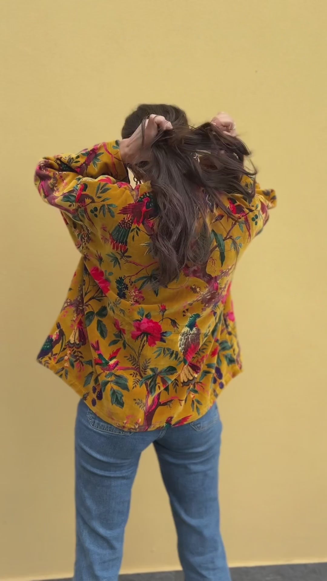 giacca kimono in velluto di cotone stampa floreale india video  lapeapois