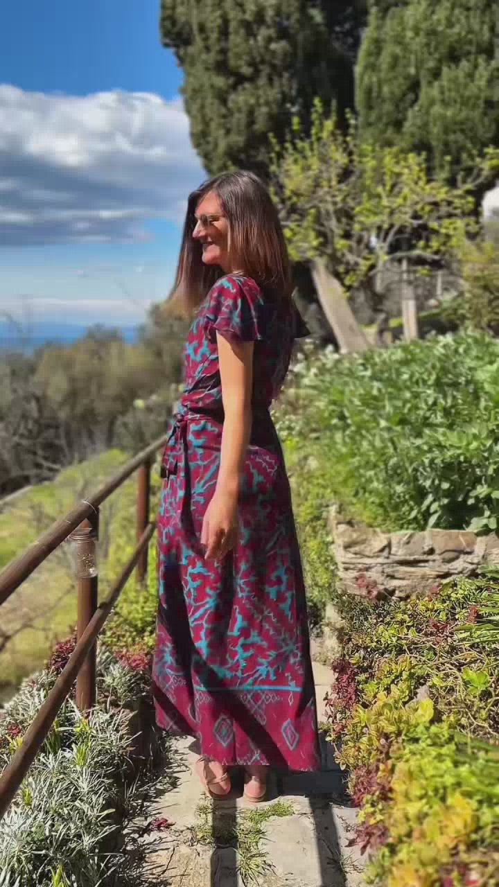 WRAP DRESS - Coral - WINE