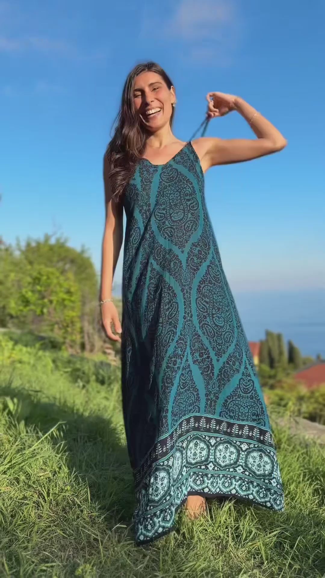 SLIP DRESS Svasato con Spalline Elasticizzate - FAIRY - PETROL navy turchese