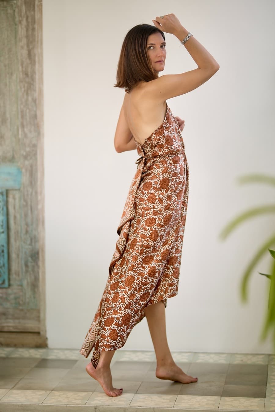 LONG DRESS BATIK - Flowers - MOKA